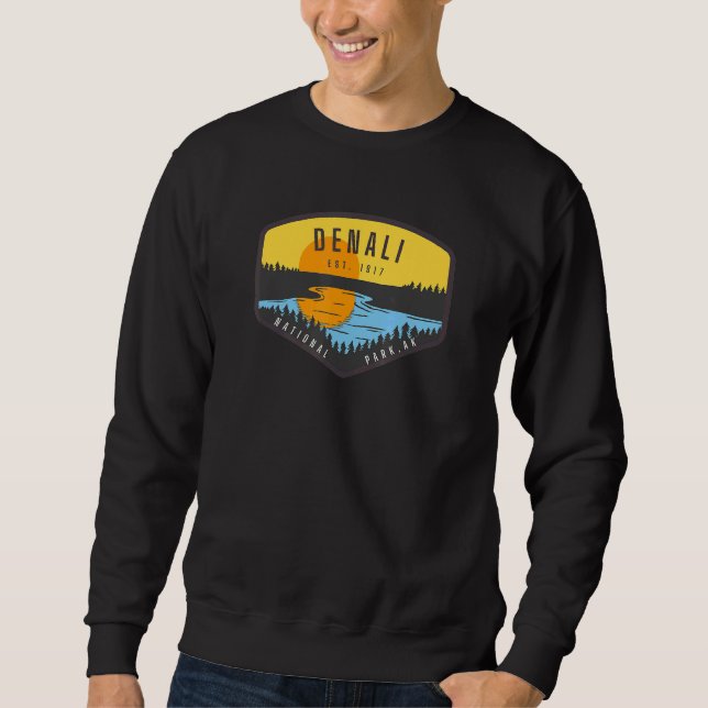 Denali Alaska Park Sunset Trees Sweatshirt (Front)