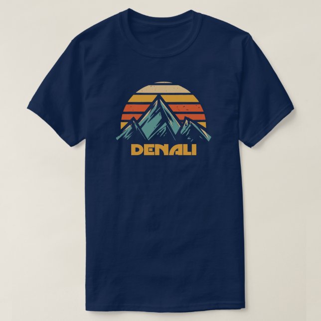 Denali Alaska Retro Turquoise T-Shirt (Design Front)