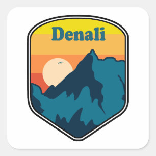 Denali Alaska Sunrise Square Sticker