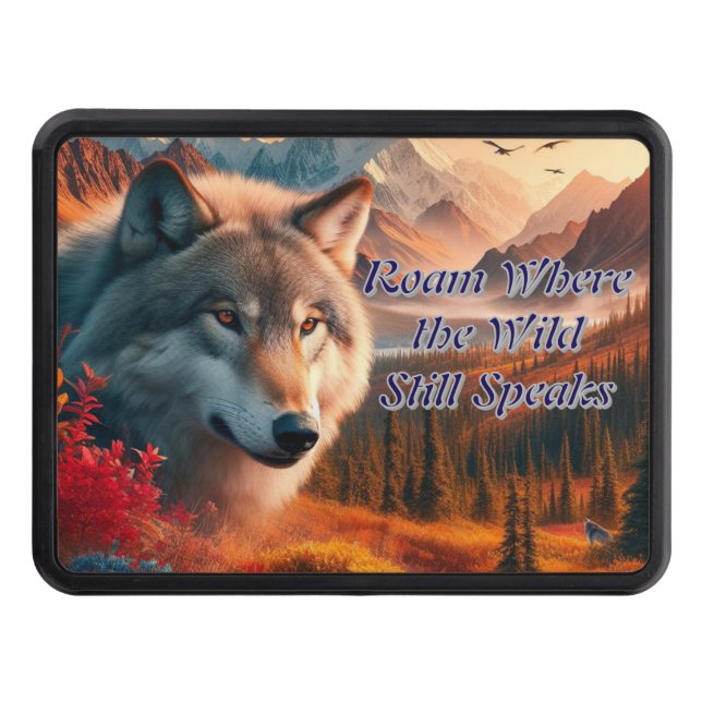 Denali Autumn Wolf Nature Art Trailer Hitch  Cover (Front)