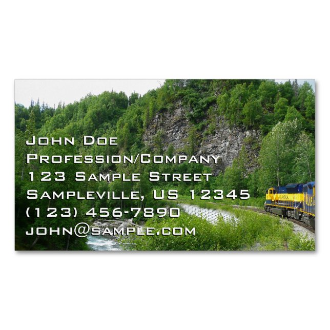 Denali Express Alaska Train Vacation Photography Business Card Magnet (Front)