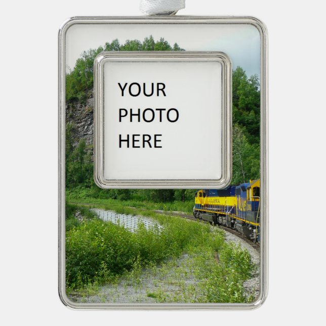 Denali Express Alaska Train Vacation Photography Christmas Ornament (Front)