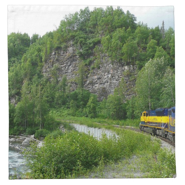 Denali Express Alaska Train Vacation Photography Cloth Napkin (Front)