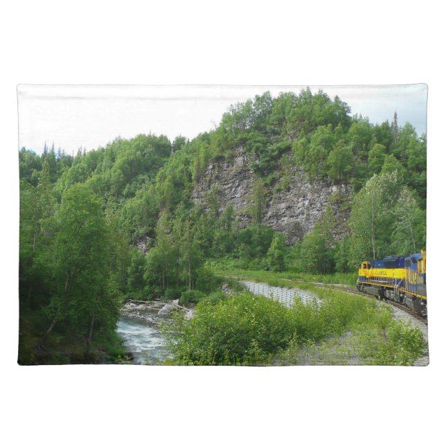 Denali Express Alaska Train Vacation Photography Cloth Placemat (Front)