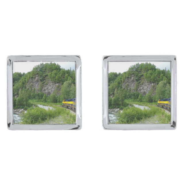 Denali Express Alaska Train Vacation Photography Cufflinks (Front)