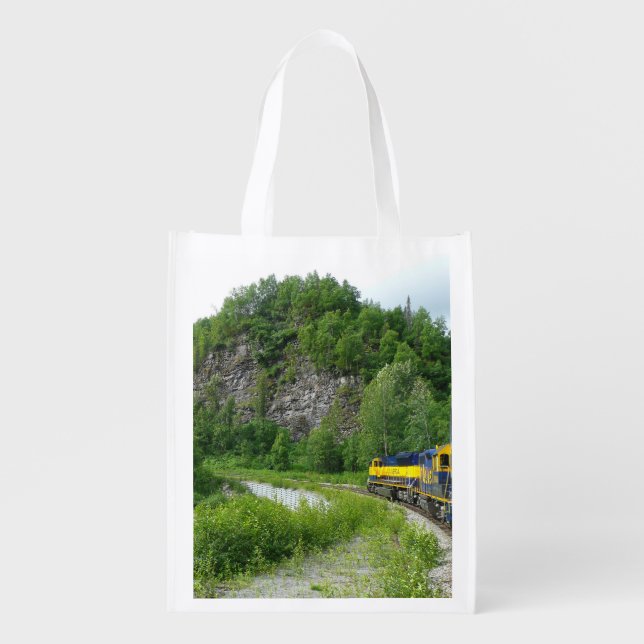 Denali Express Alaska Train Vacation Photography Grocery Bag (Front)