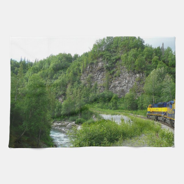 Denali Express Alaska Train Vacation Photography Kitchen Towel (Horizontal)
