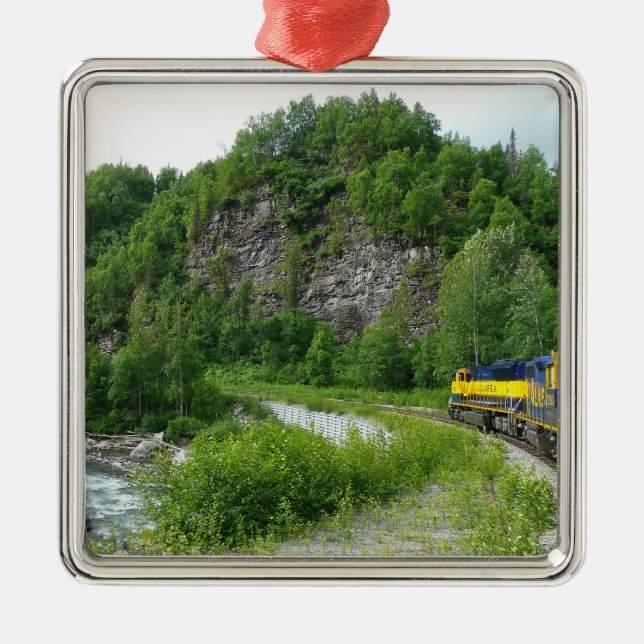 Denali Express Alaska Train Vacation Photography Metal Ornament (Front)
