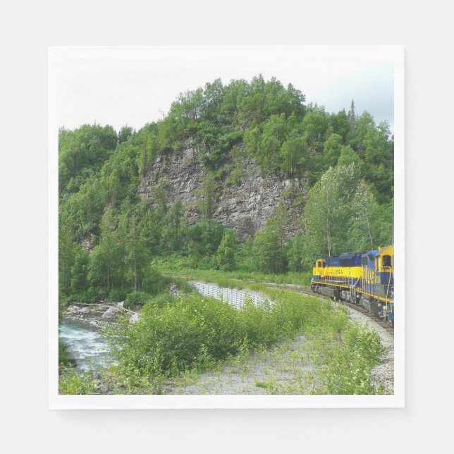 Denali Express Alaska Train Vacation Photography Paper Napkins (Front)