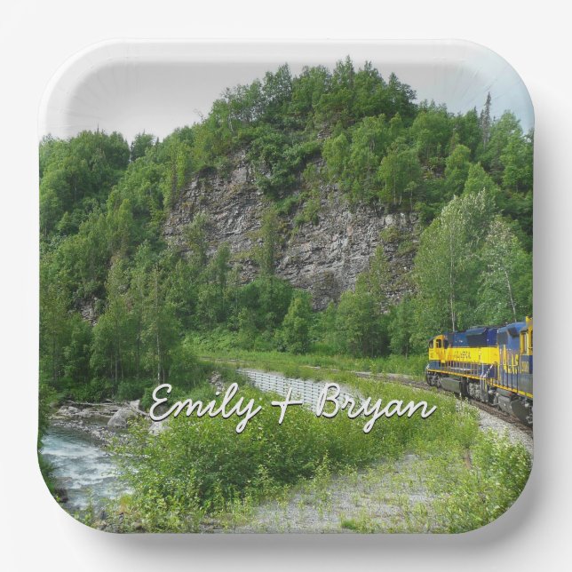 Denali Express Alaska Train Vacation Photography Paper Plates (Front)