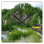 Denali Express Alaska Train Vacation Photography Square Wall Clock