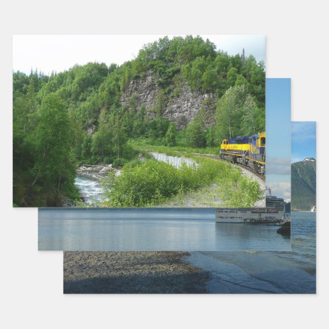 Denali Express Alaska Train Vacation Photography Wrapping Paper Sheets (Set)