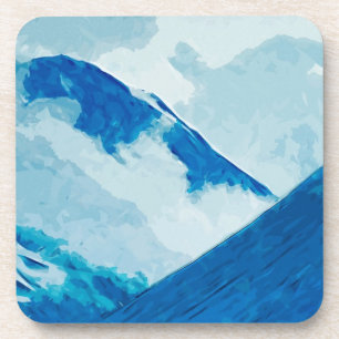 Denali in Clouds Abstract Impressionism Beverage Coaster