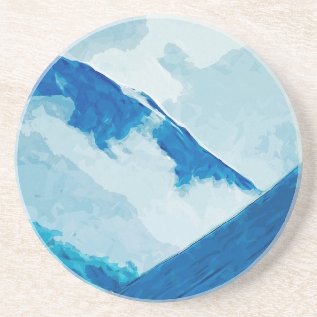 Denali in Clouds Abstract Impressionism Sandstone Coaster (Front)