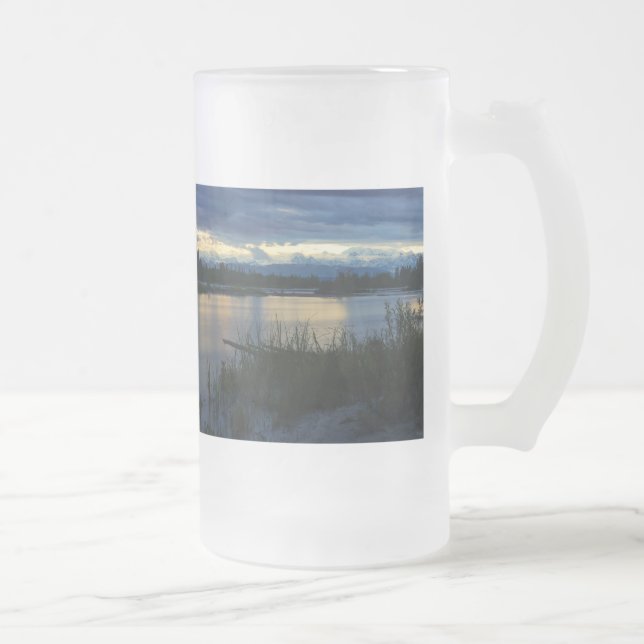Denali Midnight Sunset Frosted Glass Beer Mug (Right)