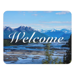 Denali Mountain Range Welcome Door Sign