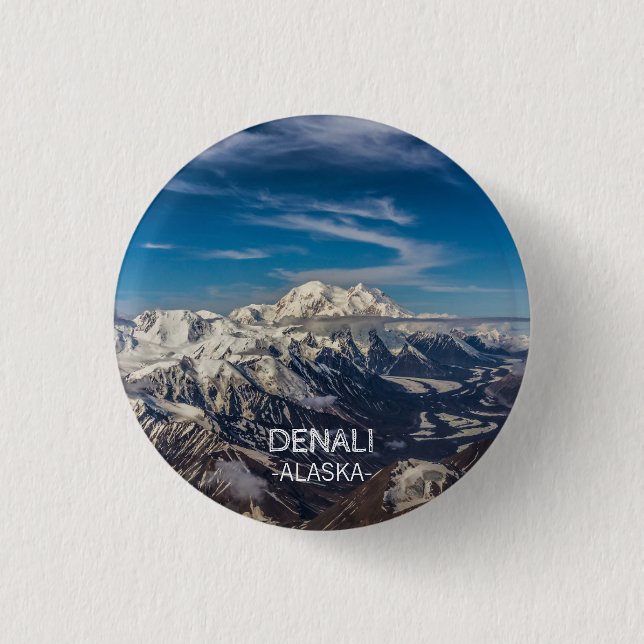 Denali National Park Alaska bucket list collector Button (Front)