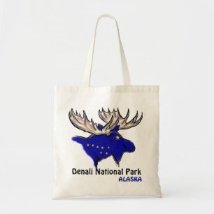 Denali National Park Alaska flag elk reusable bag