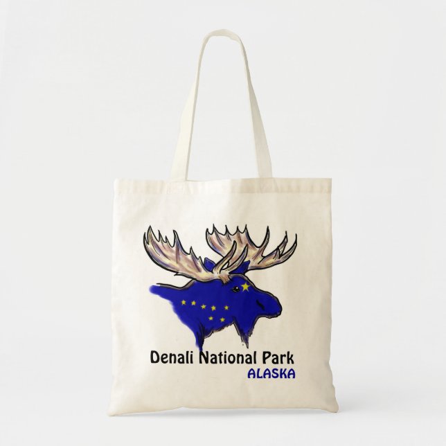 Denali National Park Alaska flag elk reusable bag (Front)