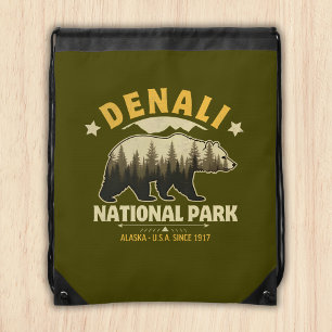 Denali National Park Alaska Forest Landscape Drawstring Bag