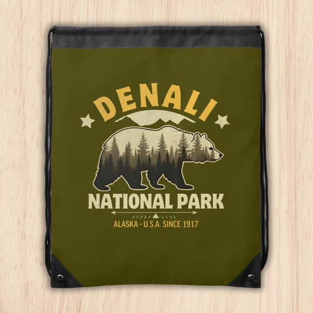 Denali National Park Alaska Forest Landscape Drawstring Bag (Creator Uploaded)