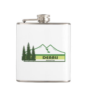 Denali National Park Alaska Green Stripes Flask