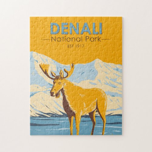 Denali National Park Alaska Moose Vintage Jigsaw Puzzle