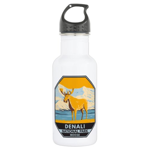 Denali National Park Alaska Moose Vintage Stainless Steel Water Bottle