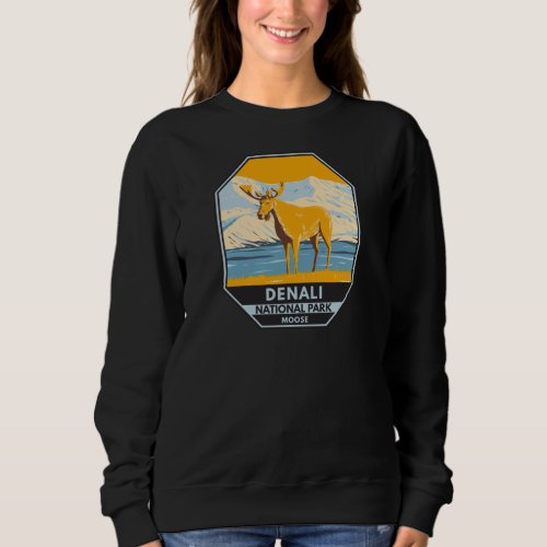 Denali National Park Alaska Moose Vintage  Sweatshirt