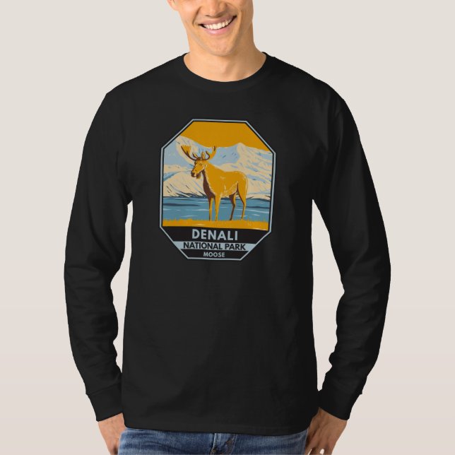Denali National Park Alaska Moose Vintage T-Shirt (Front)