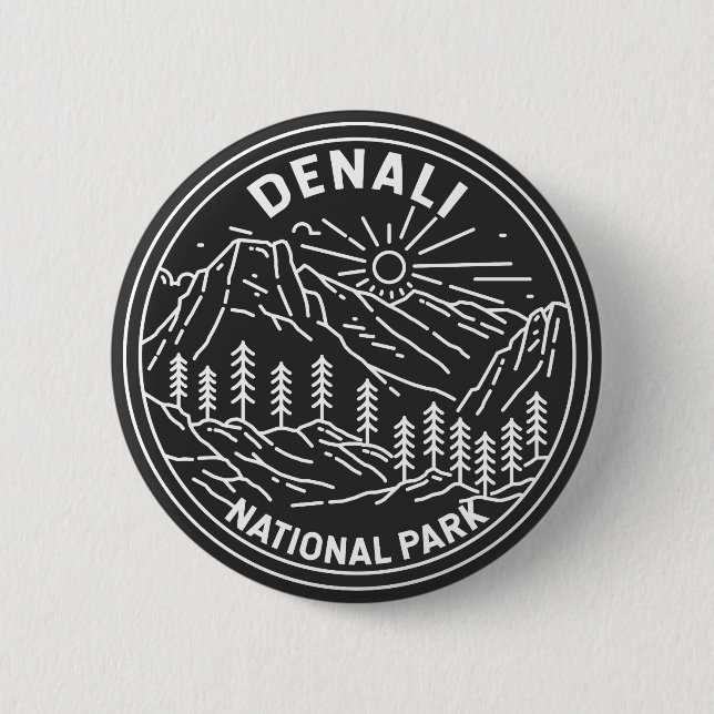 Denali National Park Alaska Mount Hunter Monoline Button (Front)