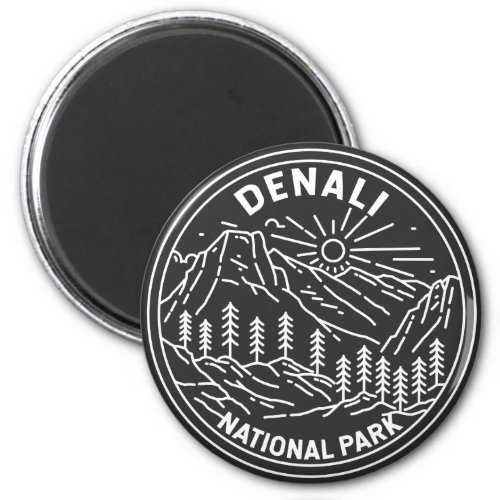 Denali National Park Alaska Mount Hunter Monoline  Magnet
