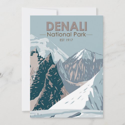 Denali National Park Alaska Mount Hunter Vintage  Holiday Card