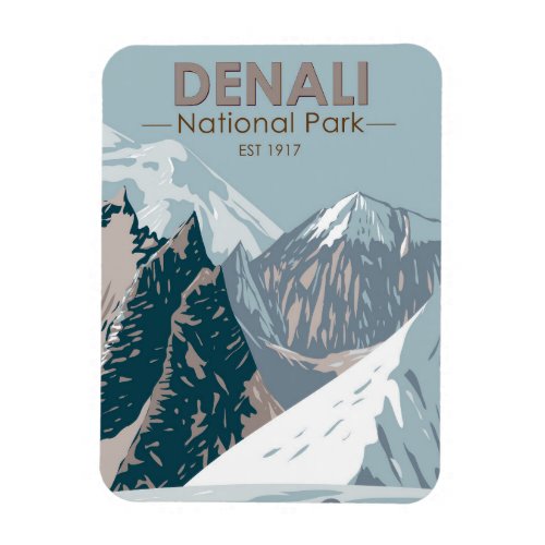 Denali National Park Alaska Mount Hunter Vintage Magnet