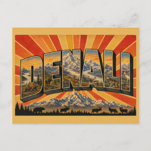 Denali National Park Alaska Mountain Glacier Art Postcard
