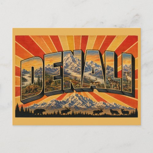 Denali National Park Alaska Mountain Glacier Art Postcard