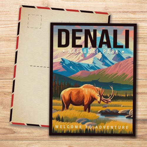 Denali National Park Alaska Mountain landscape Ski Postcard