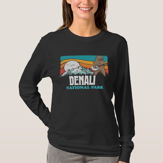Denali National Park Alaska Mountains Banjo Bear T-Shirt (Front)