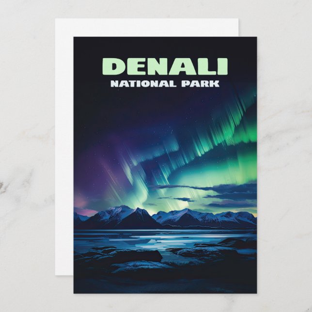 Denali National Park Alaska Northern Lights Retro (Front/Back)