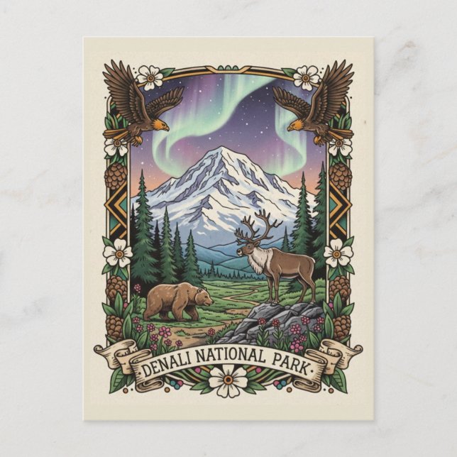 Denali National Park Alaska Postcard (Front)