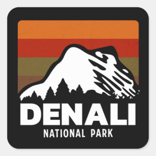 Denali National Park Alaska Retro Vintage Gift Square Sticker