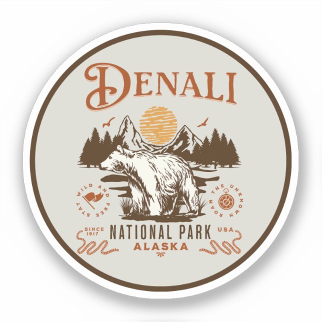 Denali National Park Alaska Sticker (Front)