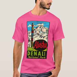 Denali National Park Alaska Vintage Travel Decal T-Shirt
