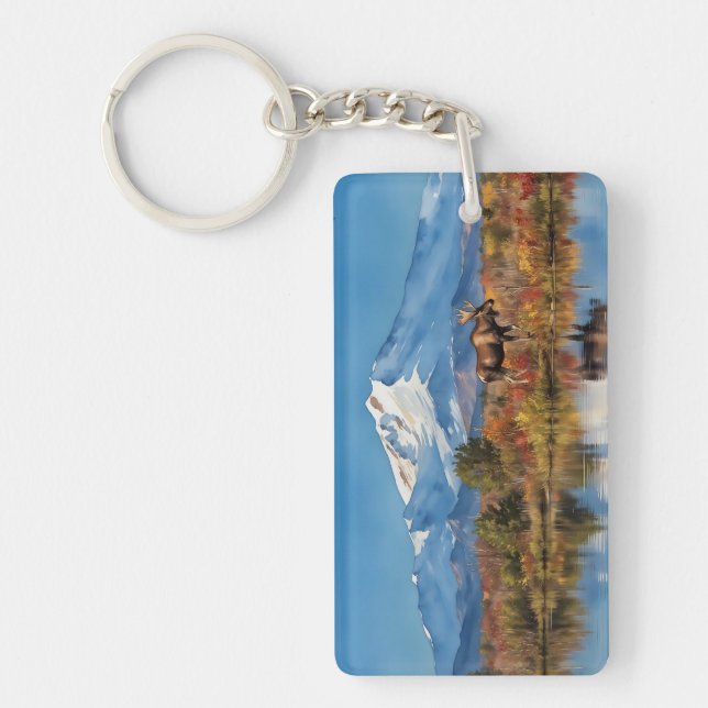 Denali National Park Alaska Watercolor Keychain (Front)