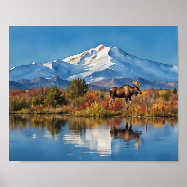 Denali National Park Alaska Watercolor Poster (Front)
