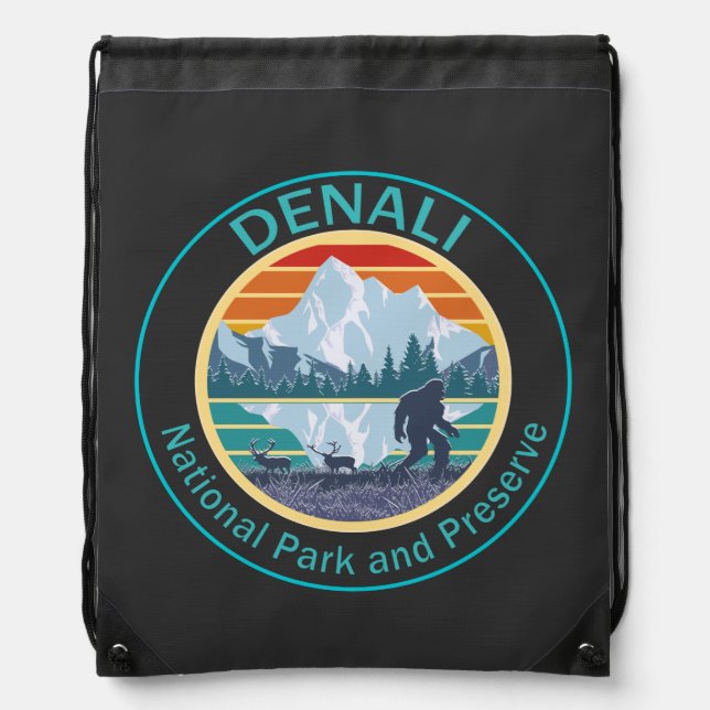 Denali National Park and Preserve Bigfoot Drawstring Bag (Front)