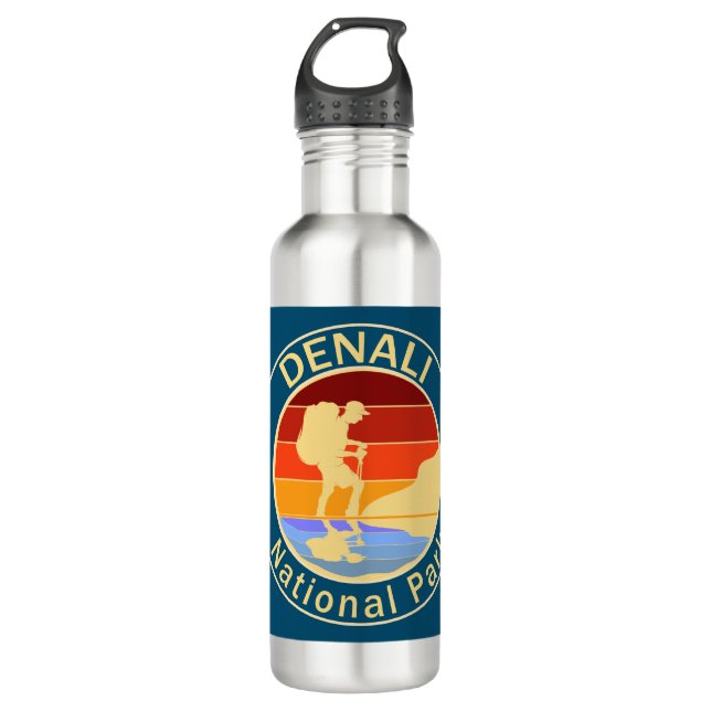 Denali National Park and Preserve Hiking Stainless Steel Water Bottle (Front)