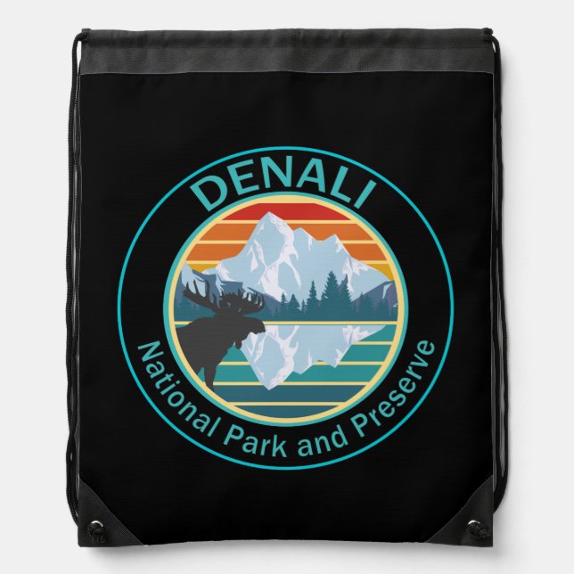 Denali National Park and Preserve Moose Drawstring Bag (Front)