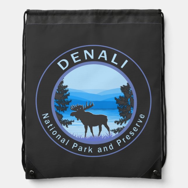 Denali National Park and Preserve Moose Drawstring Bag (Front)