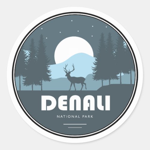 Denali National Park Deer Classic Round Sticker